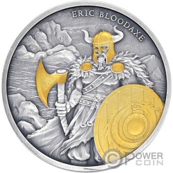 ERIC BLOODAXE Legendary Warriors Gilded 1 Oz Cеребро Медаль 2023
