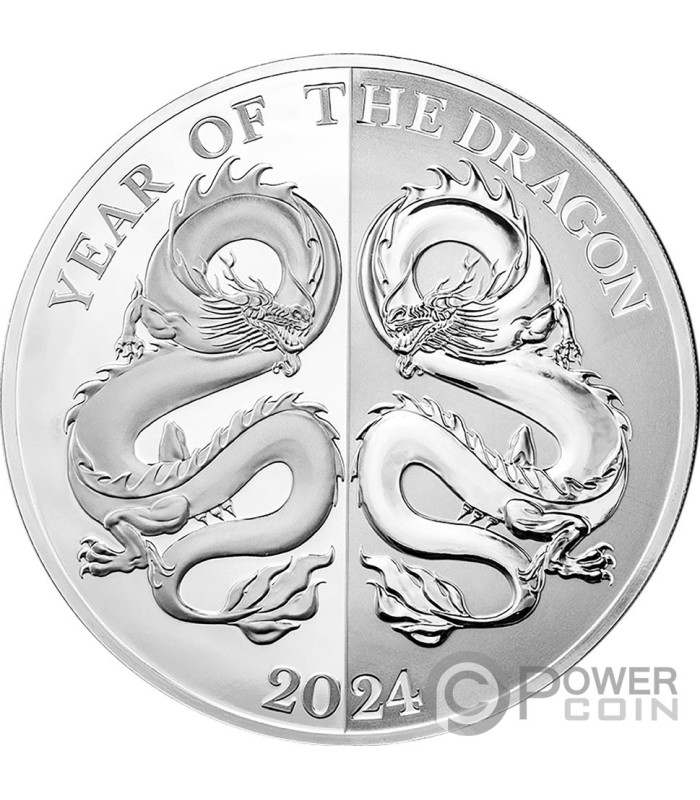 MIRROR DRAGON Chinese Lunar Year 1 Oz Silver Coin 5$ Tokelau 2024