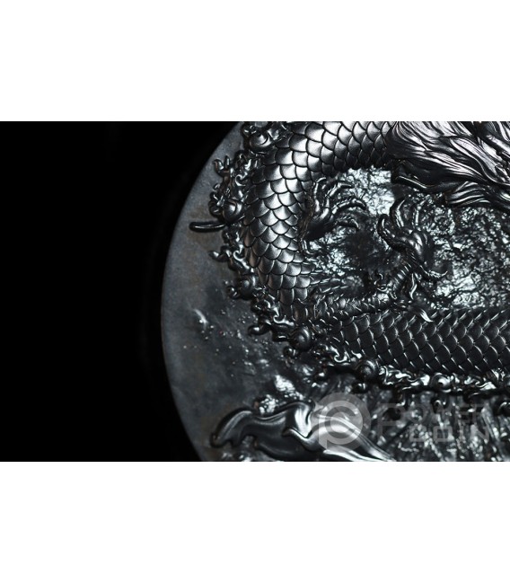 DRAGON FIRE Obsidian Black 5 Oz Silver Coin 18888 Francs Chad 2024