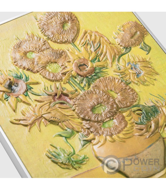 SUNFLOWERS Vincent Van Gogh Silver Coin 10000 Francs Chad 2024   Sunflowers Vincent Van Gogh Silver Coin 10000 Francs Chad 2024 