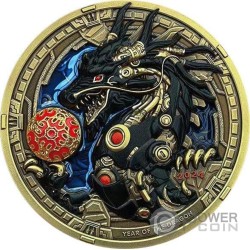 RED SPHERE DRAGON Journey through Time Versilberung Kupfer Medaille 2024