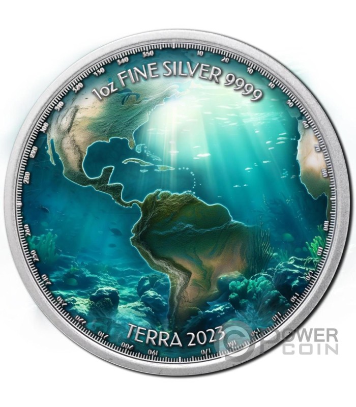 WATERWORLD Earth 1 Oz Silver Coin 2$ Niue 2023