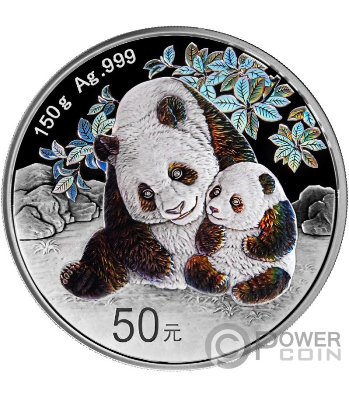 CHINA PANDA Iridescent Silver Coin 50 Yuan China 2024