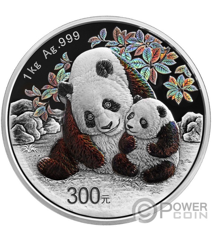CHINA PANDA Iridescent 1 Kg Silver Coin 300 Yuan China 2024