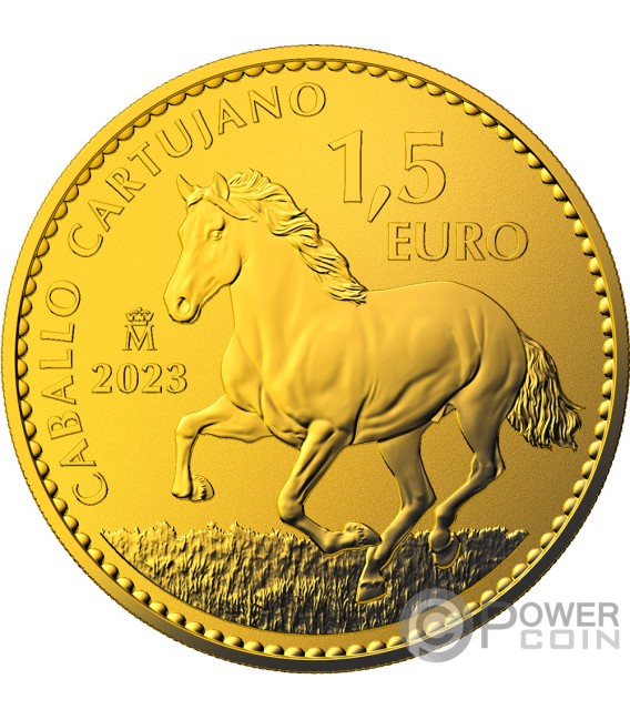 CARTHUSIAN HORSE 1 Oz Gold Coin 1.5€ Euro Spain 2023