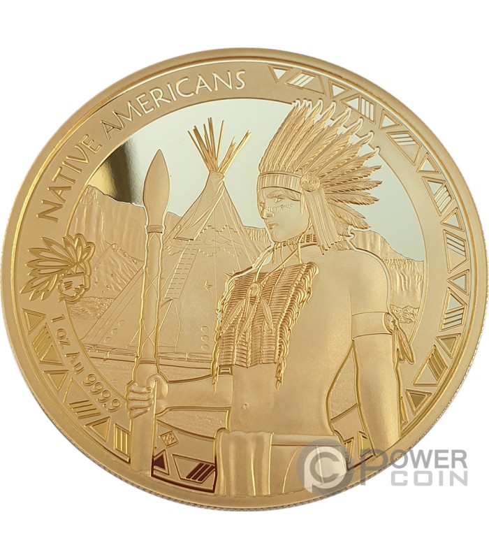 WARBONNET Native Americans 1 Oz Gold Coin 3000 Francs Cameroon 2023