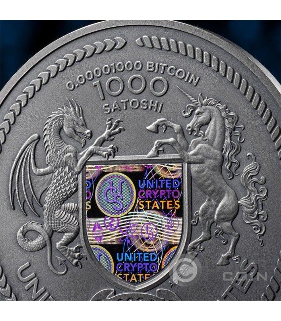 BINARY BULL Cryptocurrency 2 Oz Silver Coin 1000 Satoshi United Crypto  States 2024