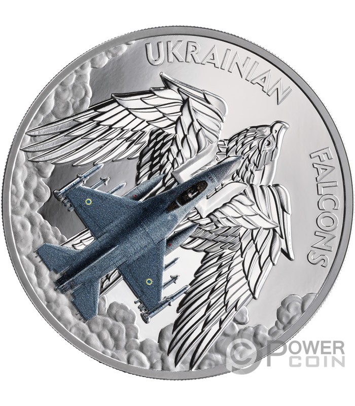 UKRAINIAN FALCONS 1 Oz Silver Coin 5 Cedis Ghana 2024