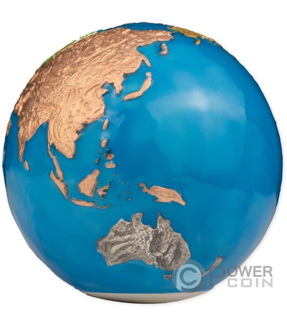 BLUE MARBLE Glow in the Dark Planet Earth 5 Oz Silver Coin 5$ Barbados 2024