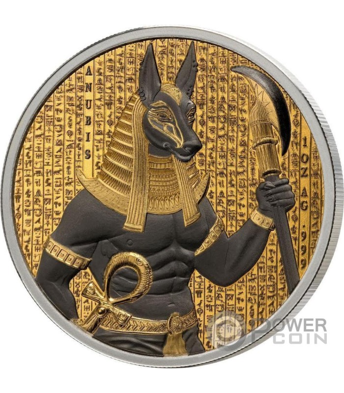 ANUBIS Golden Darkness of Egypt 1 Oz Silver Coin 1000 Francs Benin