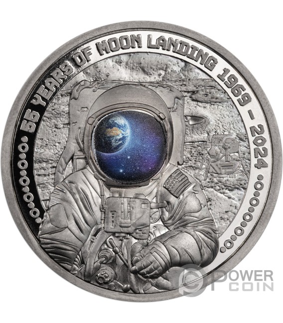 MOON LANDING Astronaut 55th Anniversary 1 Oz Silver Coin 5 Barbados 2024