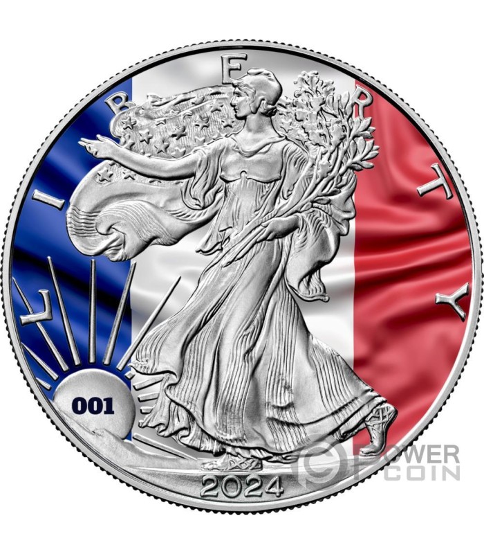 FRANCE Flags of the World 1 Oz Silver Coin 1 USA 2024