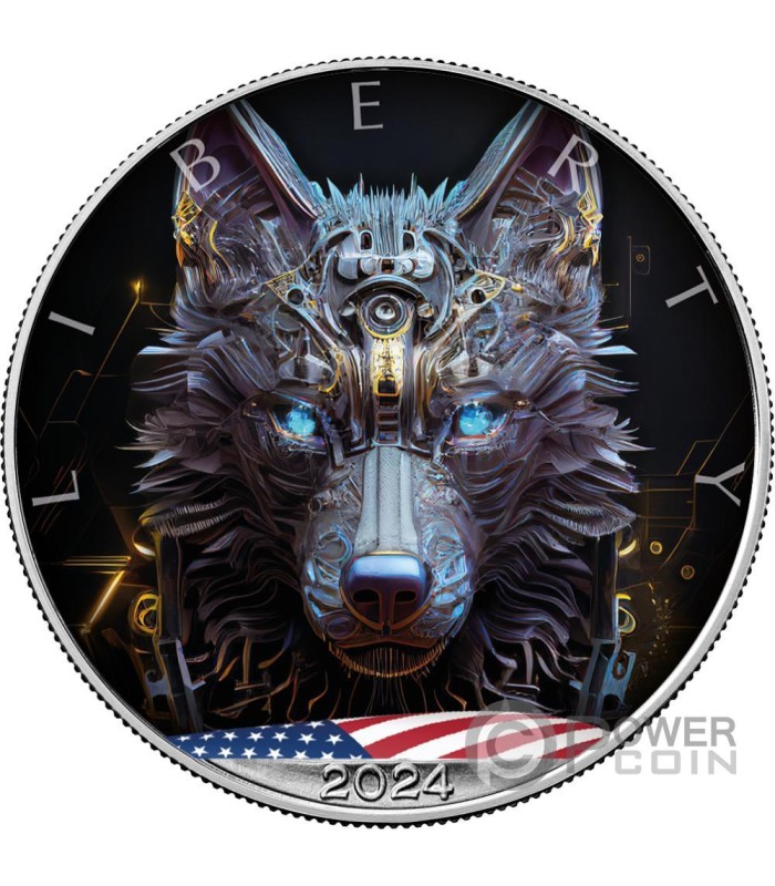 CYBER WOLF Artificial Intelligence 1 Oz Silver Coin 1$ Usa 2024