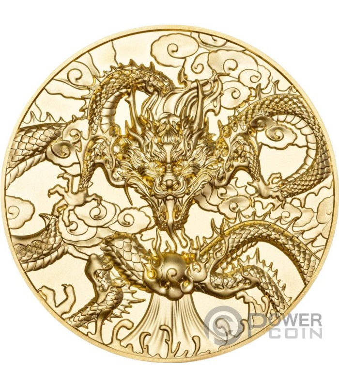 CHINESE DRAGON ART Gilded 5 Oz Silver Coin 10 Niue 2024