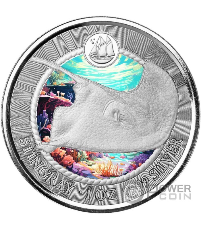 STINGRAY 1 Oz Silver Coin 1$ Cayman Islands 2023