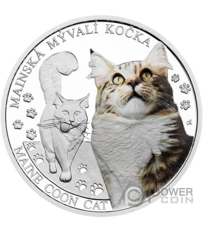 MAINE COON Cat Breeds 1 Oz Silver Coin 1 Niue 2024