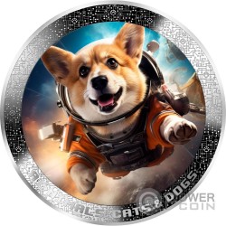 ASTRONAUT DOG AI-NIMALS 1 Oz Moneta Argento 1000 Francs Cameroon 2025