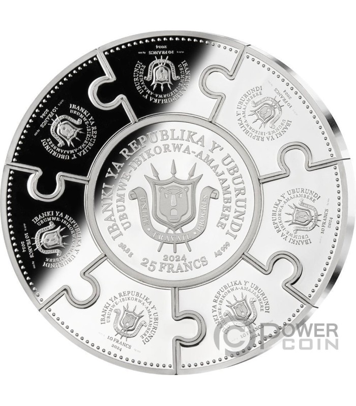 WONDERS OF THE WORLD 8x5 Oz Silver Coin 25 Francs Burundi 2024