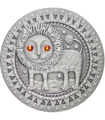 LEO Horoscope Zodiac Swarovski Silver Coin Belarus 2009