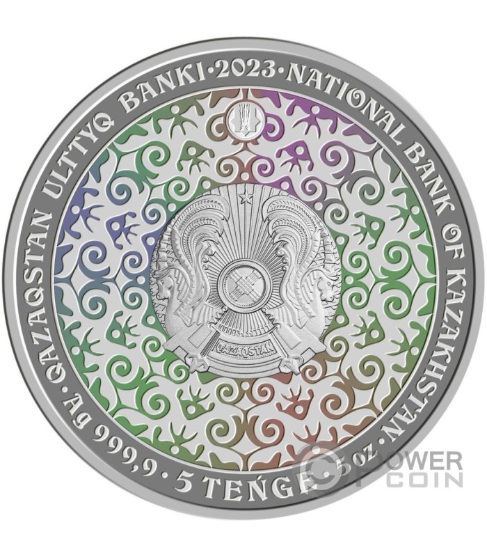 KOKBORI Sky Wolf 5 Oz Silver Coin 5 Tenge Kazakhstan 2023
