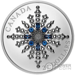 SAPPHIRE JUBILEE SNOWFLAKE BROOCH Moneda Plata 20$ Canada 2024