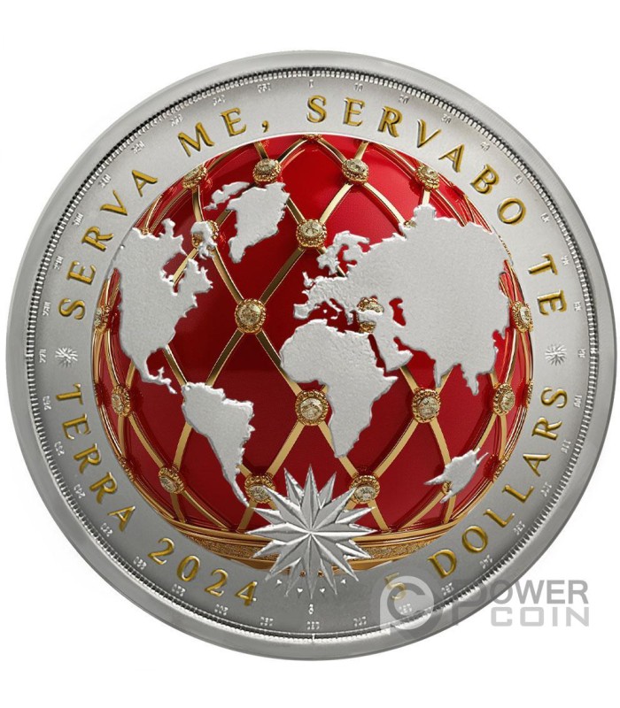 IMPERIAL EGG RED Faberge Earth Terra 1 Oz Silver Coin 5$ Tokelau 2024