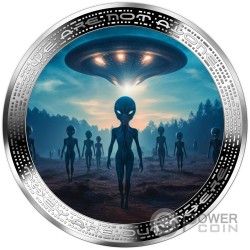 ALIEN AND UFO We are not Alone 1 Oz Moneda Plata 1000 Francs Cameroon 2025