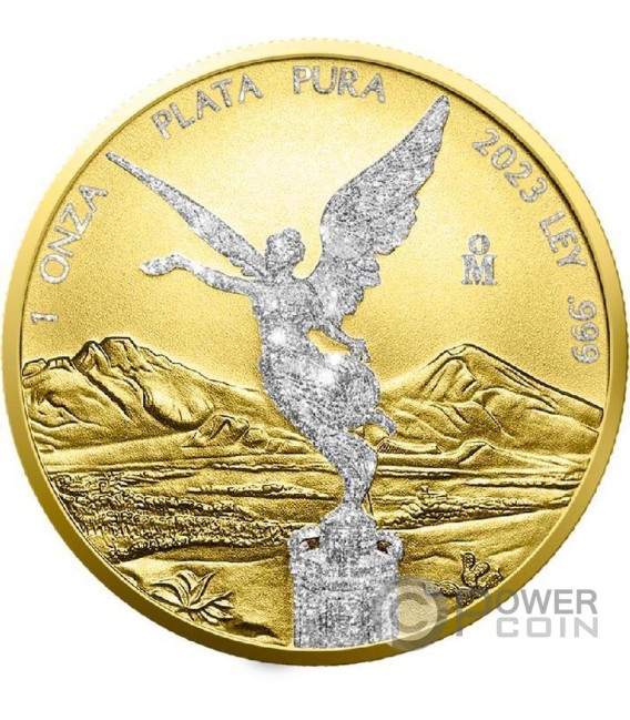 LIBERTAD Diamond Dust Gold 1 Oz Moneda Plata Mexico 2023