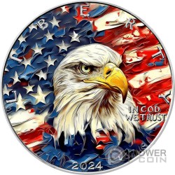 BALD EAGLE AmericArt 1 Oz Moneda Plata 1$ USA 2024