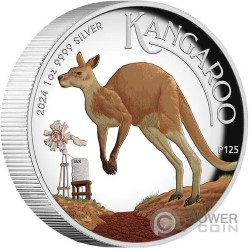 AUSTRALIAN KANGAROO 1 Oz Moneda Plata 1$ Australia 2024