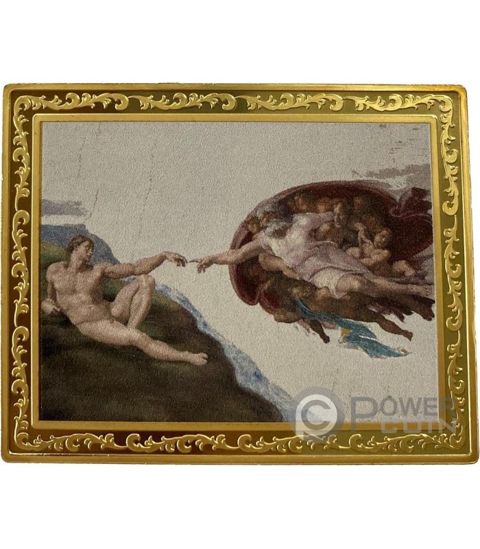 CREATION OF ADAM Michelangelo Famous Paintings 2 Oz Gold Plated Copper ...