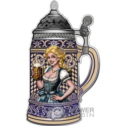 BEER MUG Bierstein Silber Münze 1$ Samoa 2024