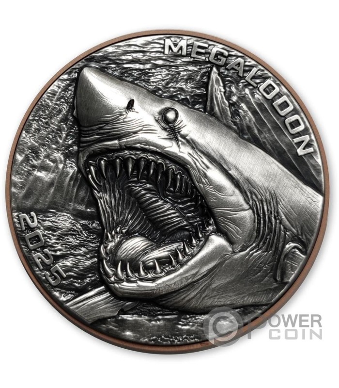 MEGALODON Double Giant Predators Silver Coin 10 Vatu Vanuatu 2025