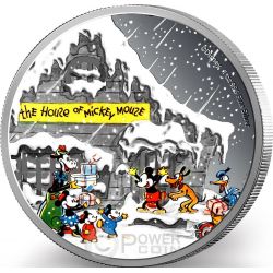 SEASONS GREETINGS Mickey Mouse Disney 1/2 Oz Silver Coin 1$ Niue 2017