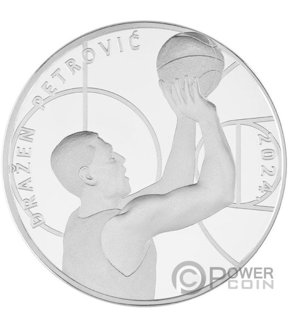 DRAŽEN PETROVIĆ 60th Anniversary 1 Oz Moneda Plata 4 € Euro Croatia 2024