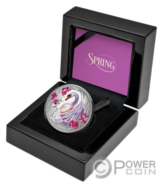 SPRING Seasons Cisne 1 Oz Moneda Plata 1$ Niue 2024