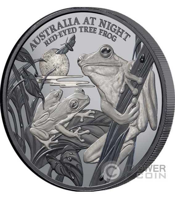 RED-EYED TREE FROG Australia at Night 1 Oz Silver Coin 1$ Niue 2024