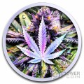 CANNABIS Bud Holographic 1 Oz Moneda Plata 5000 Francs Chad 2024