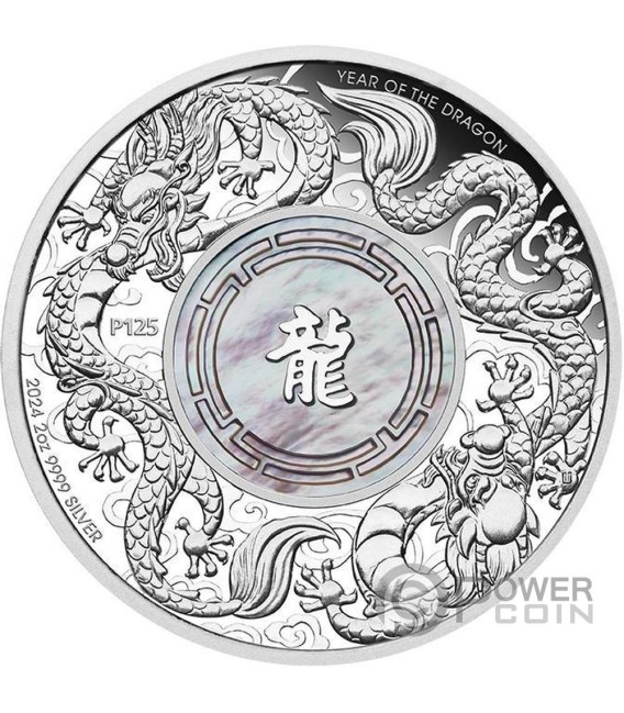 DOUBLE DRAGON 2 Oz Серебряная монета 2$ Australia 2024