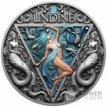 UNDINE Four Elementals 2 Oz Серебряная Монета 2000 Франки Камерун 2024