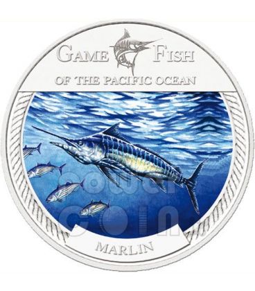 MARLIN GAME FISH Pacific Ocean Silver Coin 2$ Fiji 2009