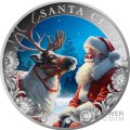 VINTAGE SANTA AND RUDOLPH 1 Oz Серебряная Монета 2000 Франки Камерун 2024