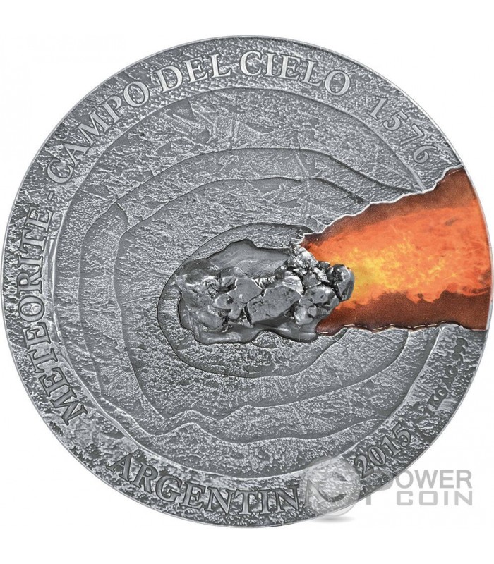 METEORITE CAMPO DEL CIELO 1576 Meteor Crater 1 Kg Kilo Silver Coin 50$ Niue  2015