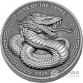 SNAKE Lunar Year Antiqued 1 Oz Cеребро Монета 2$ Fiji 2025