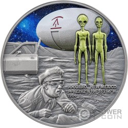 SOCORRO UFO INCIDENT Interstellar Phenomena 2 Oz Moneda Plata 2000 Francs Cameroon 2025