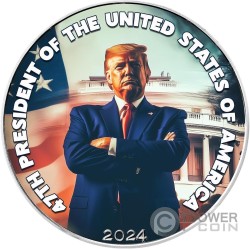 47TH PRESIDENT Donald Trump 1 Oz Moneda Plata 1$ USA 2024