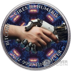 A NEW ERA Human Robot Alliance Bitcoin 1 Oz Moneda Plata 2$ Niue 2024