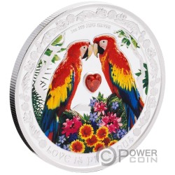 LOVE IS PRECIOUS Macaw 1 Oz Серебряная Монета 2$ Ниуэ 2025