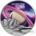 SATURN FROM TITAN Space 1 Oz Moneda Plata 1$ Niue 2025