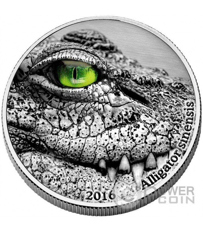 ALLIGATOR SINENSIS Natures Eyes 2 Oz Silver Coin 2000 Francs Congo